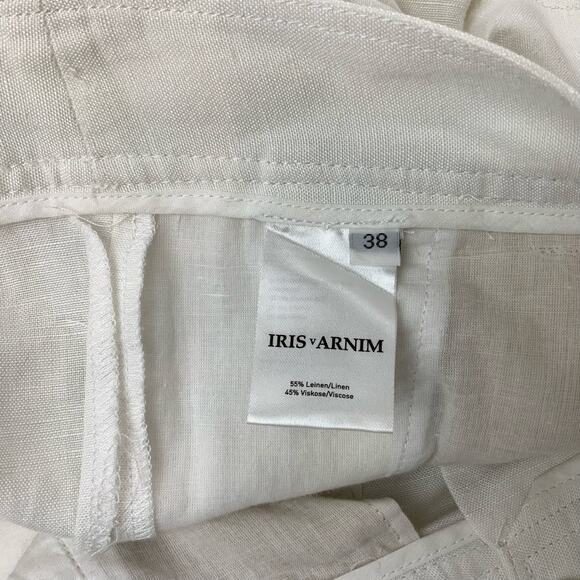 Iris Von Arnim White Linen Viscose Double Pleated Trousers  Size FR38 US8 - Picture 6 of 7
